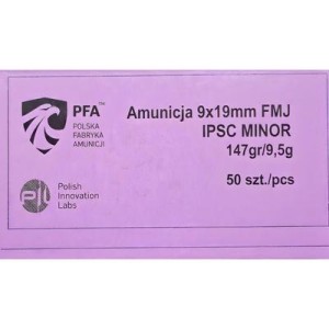 PFA 9X19 FMJ IPSC MINOR 147GR/9,5 AMUNICJA FABRYCZNA  OP0.50 SZT.  