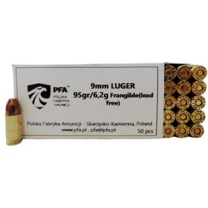 PFA 9X19 FRANGIBLE- 95GRGR/6,2G BEZOŁOWIOWA  AMUNICJA FABRYCZNA  OP0.50 SZT.   